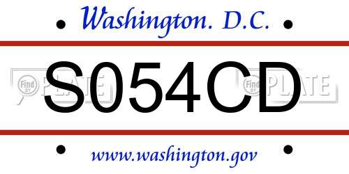 S054CD District Of Columbia License Plate