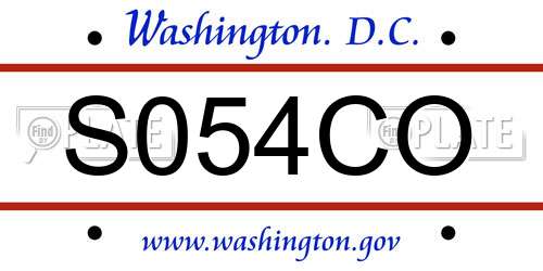 S054CO District Of Columbia License Plate