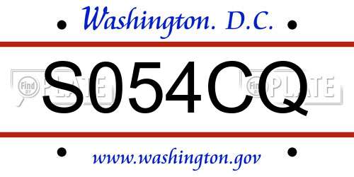 S054CQ District Of Columbia License Plate