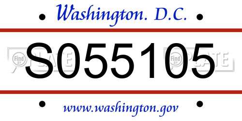 S055105 District Of Columbia License Plate