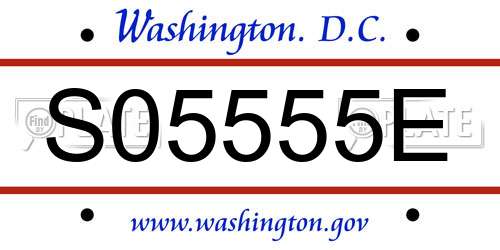 S05555E District Of Columbia License Plate