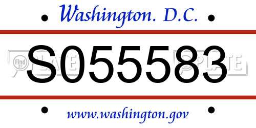 S055583 District Of Columbia License Plate