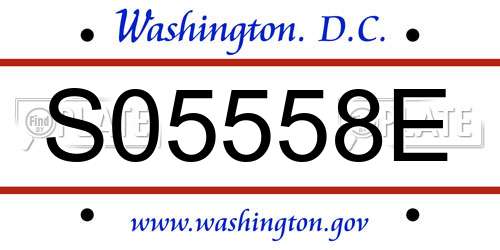 S05558E District Of Columbia License Plate