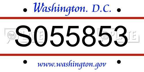 S055853 District Of Columbia License Plate