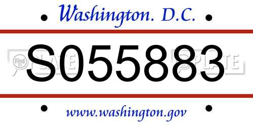 S055883 District Of Columbia License Plate