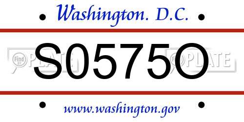 S0575O District Of Columbia License Plate