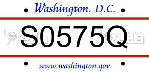 S0575Q District Of Columbia License Plate