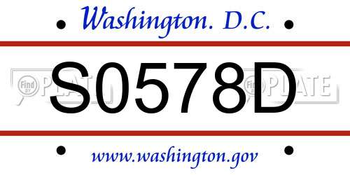 S0578D District Of Columbia License Plate