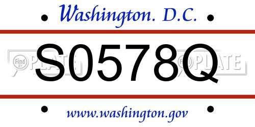 S0578Q District Of Columbia License Plate