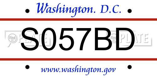 S057BD District Of Columbia License Plate
