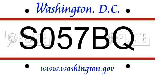 S057BQ District Of Columbia License Plate