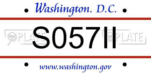 S057II District Of Columbia License Plate