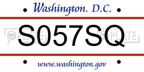 S057SQ District Of Columbia License Plate