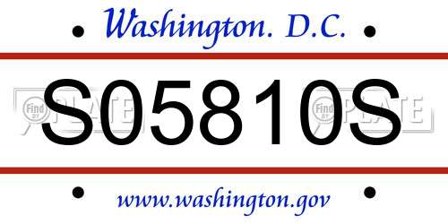 S05810S District Of Columbia License Plate