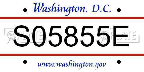 S05855E District Of Columbia License Plate