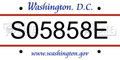 S05858E District Of Columbia License Plate