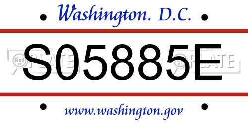 S05885E District Of Columbia License Plate