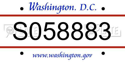 S058883 District Of Columbia License Plate