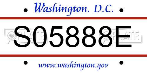 S05888E District Of Columbia License Plate