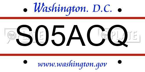 S05ACQ District Of Columbia License Plate