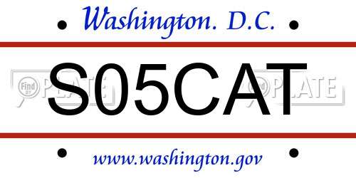 S05CAT District Of Columbia License Plate