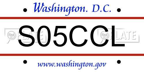 S05CCL District Of Columbia License Plate