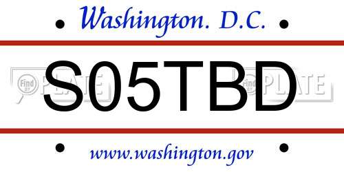 S05TBD District Of Columbia License Plate