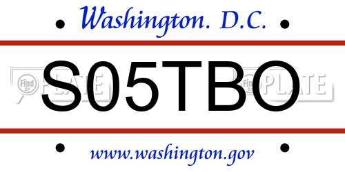 S05TBO District Of Columbia License Plate