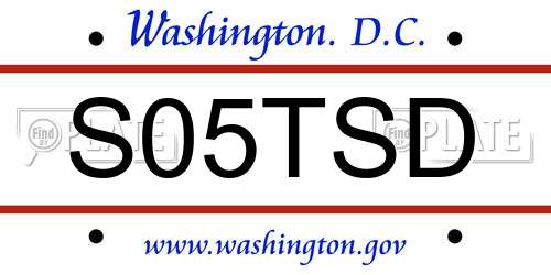 S05TSD District Of Columbia License Plate