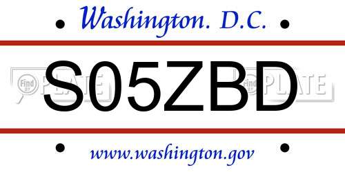 S05ZBD District Of Columbia License Plate