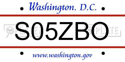 S05ZBO District Of Columbia License Plate