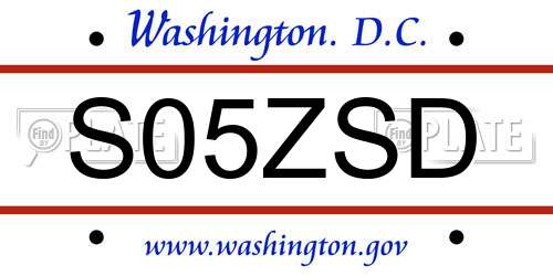 S05ZSD District Of Columbia License Plate