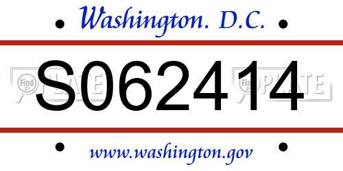 S062414 District Of Columbia License Plate