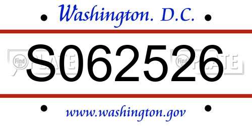S062526 District Of Columbia License Plate