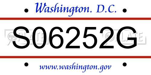 S06252G District Of Columbia License Plate