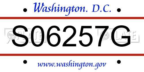 S06257G District Of Columbia License Plate