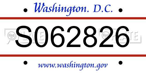S062826 District Of Columbia License Plate
