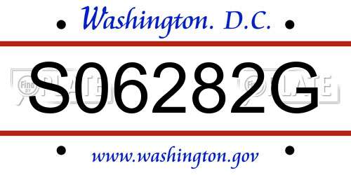 S06282G District Of Columbia License Plate