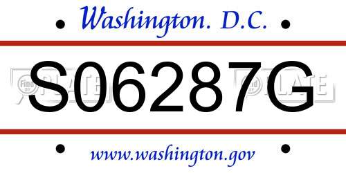 S06287G District Of Columbia License Plate