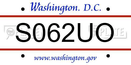 S062UO District Of Columbia License Plate