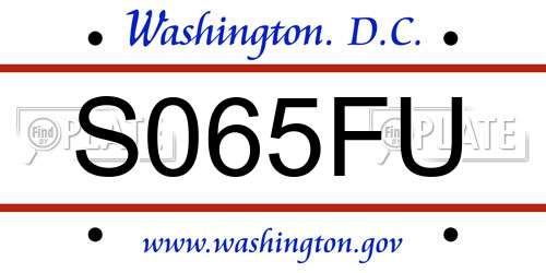 S065FU District Of Columbia License Plate