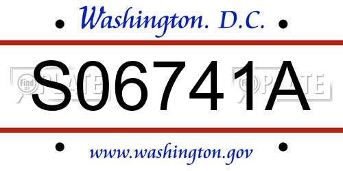 S06741A District Of Columbia License Plate