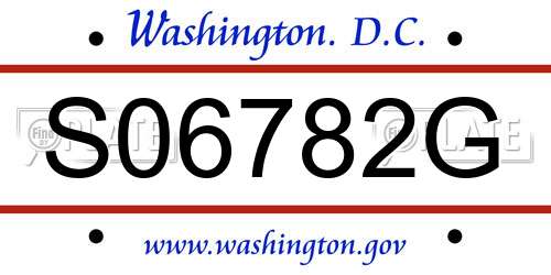S06782G District Of Columbia License Plate