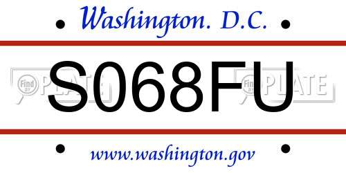 S068FU District Of Columbia License Plate