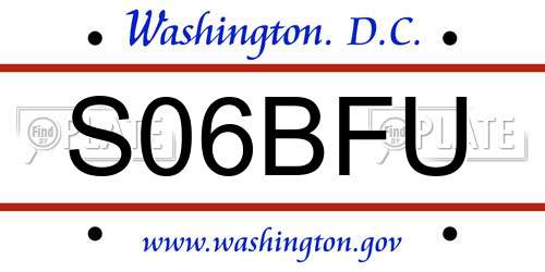 S06BFU District Of Columbia License Plate
