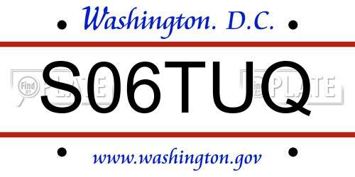 S06TUQ District Of Columbia License Plate