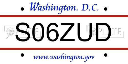 S06ZUD District Of Columbia License Plate