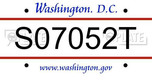 S07052T District Of Columbia License Plate