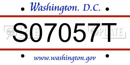 S07057T District Of Columbia License Plate