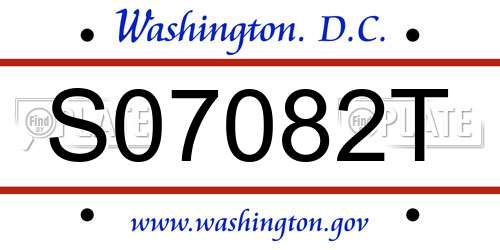 S07082T District Of Columbia License Plate